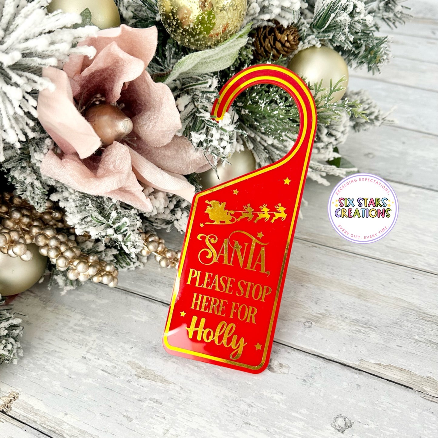 Personalised “Santa Please Stop Here” Door Hanger