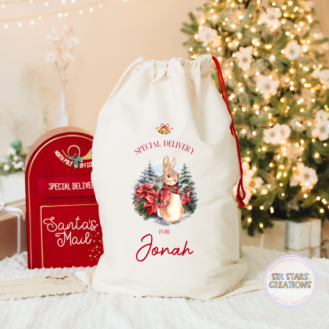 Christmas Bunny Personalised Santa Sack