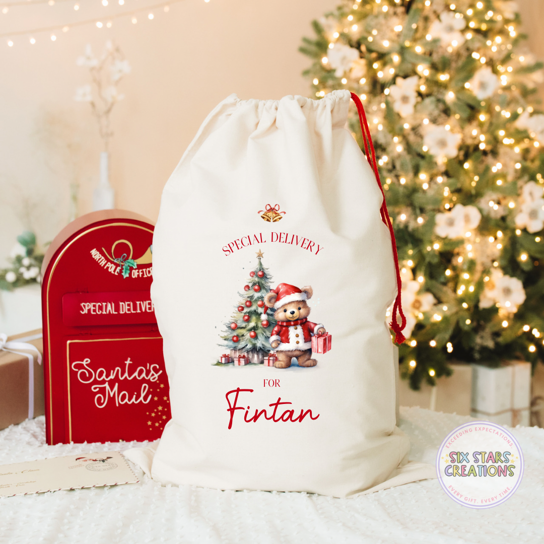 Christmas Bear Personalised Santa Sack