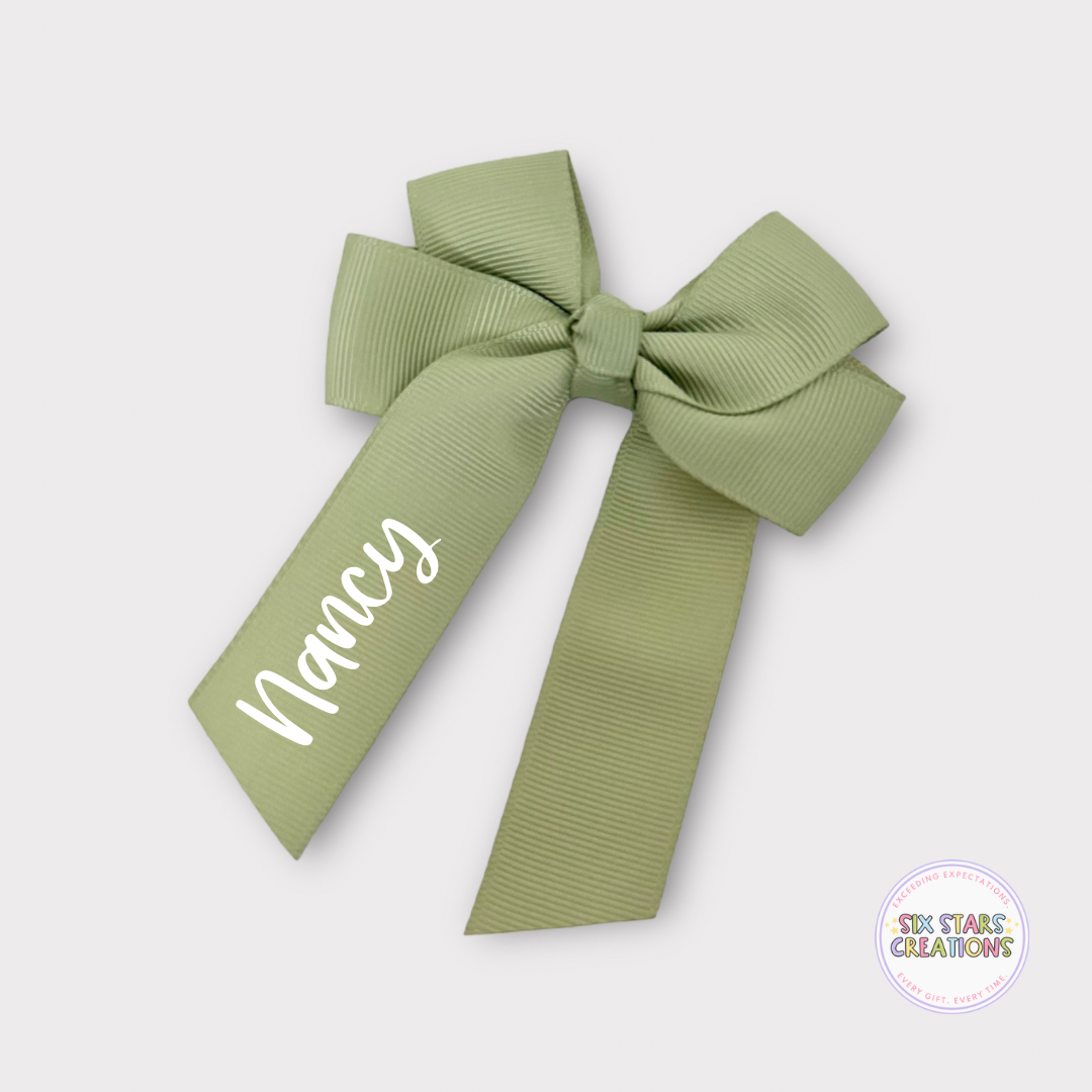 Personalised Spring Moss 4” Bow