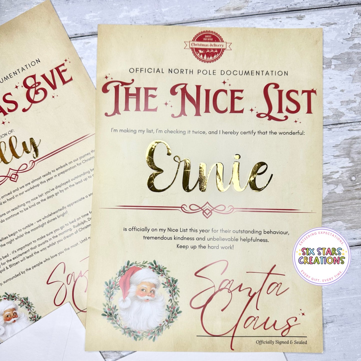 Traditional Santa Personalised Christmas Certificates