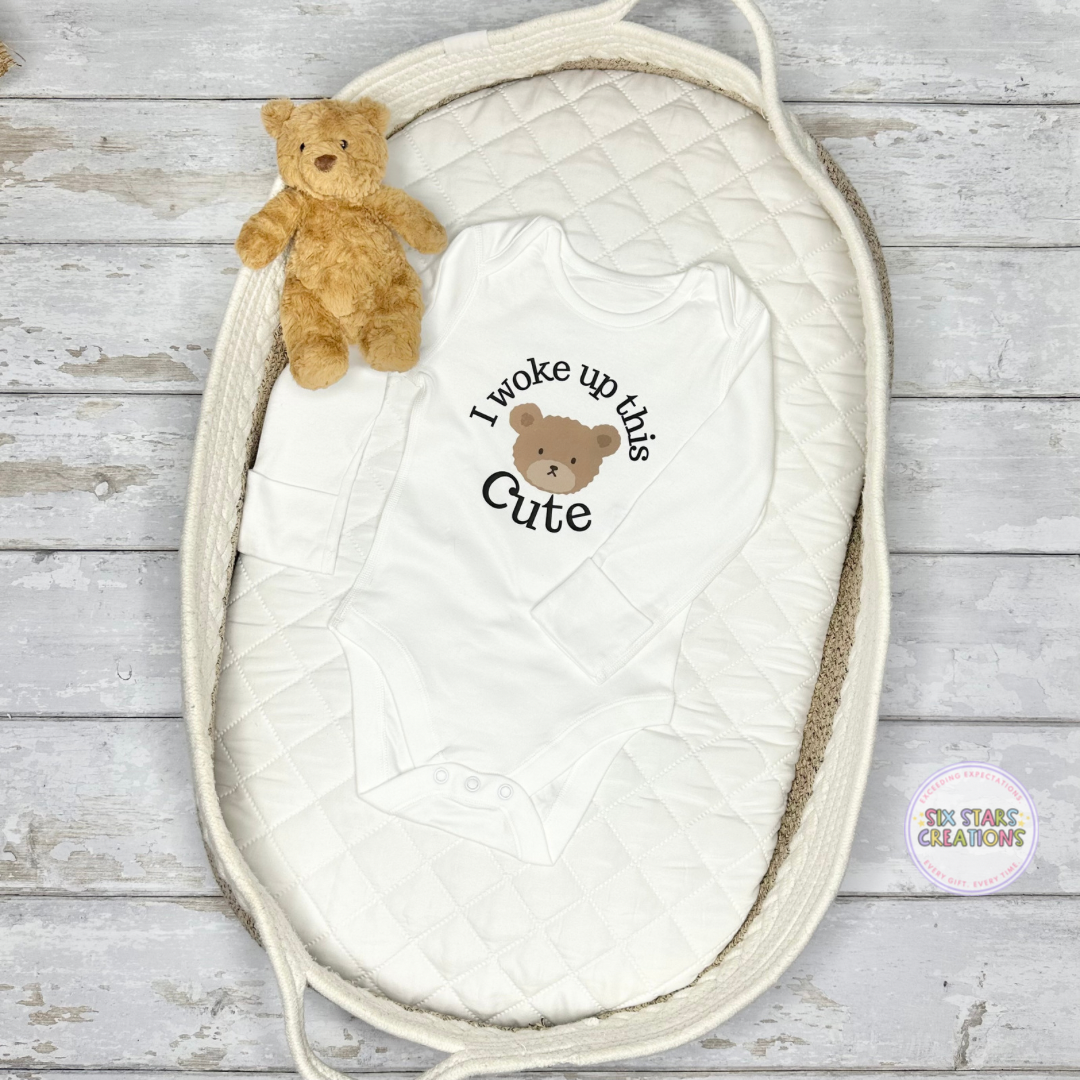 ‘I Woke Up This Cute’ Long Sleeve Baby Vest