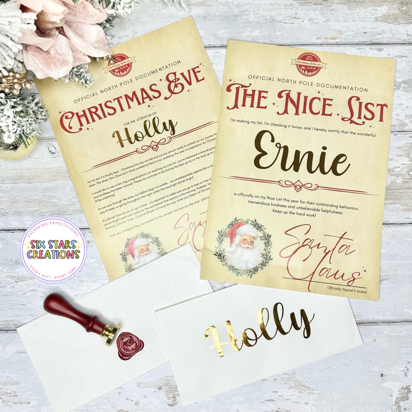 Traditional Santa Personalised Christmas Certificates