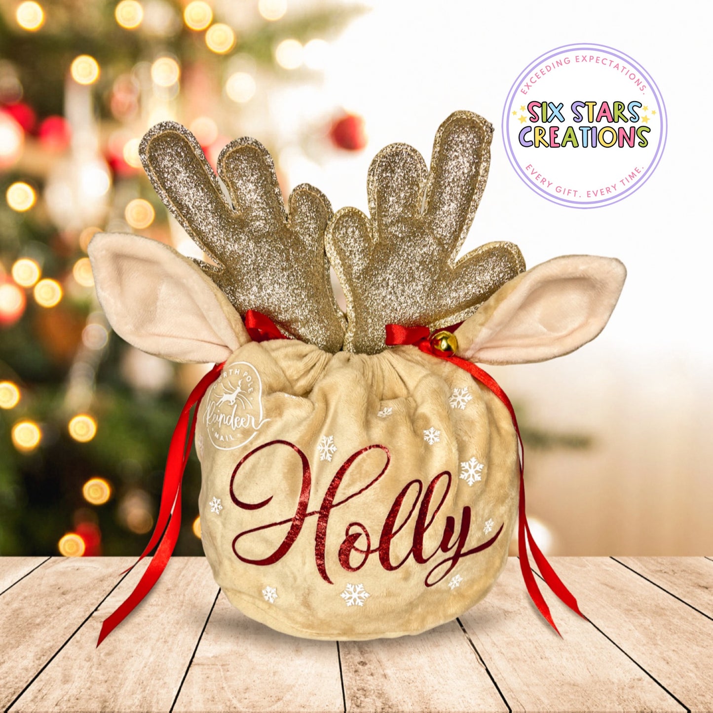 Luxury Personalised Reindeer Christmas Treat Bag