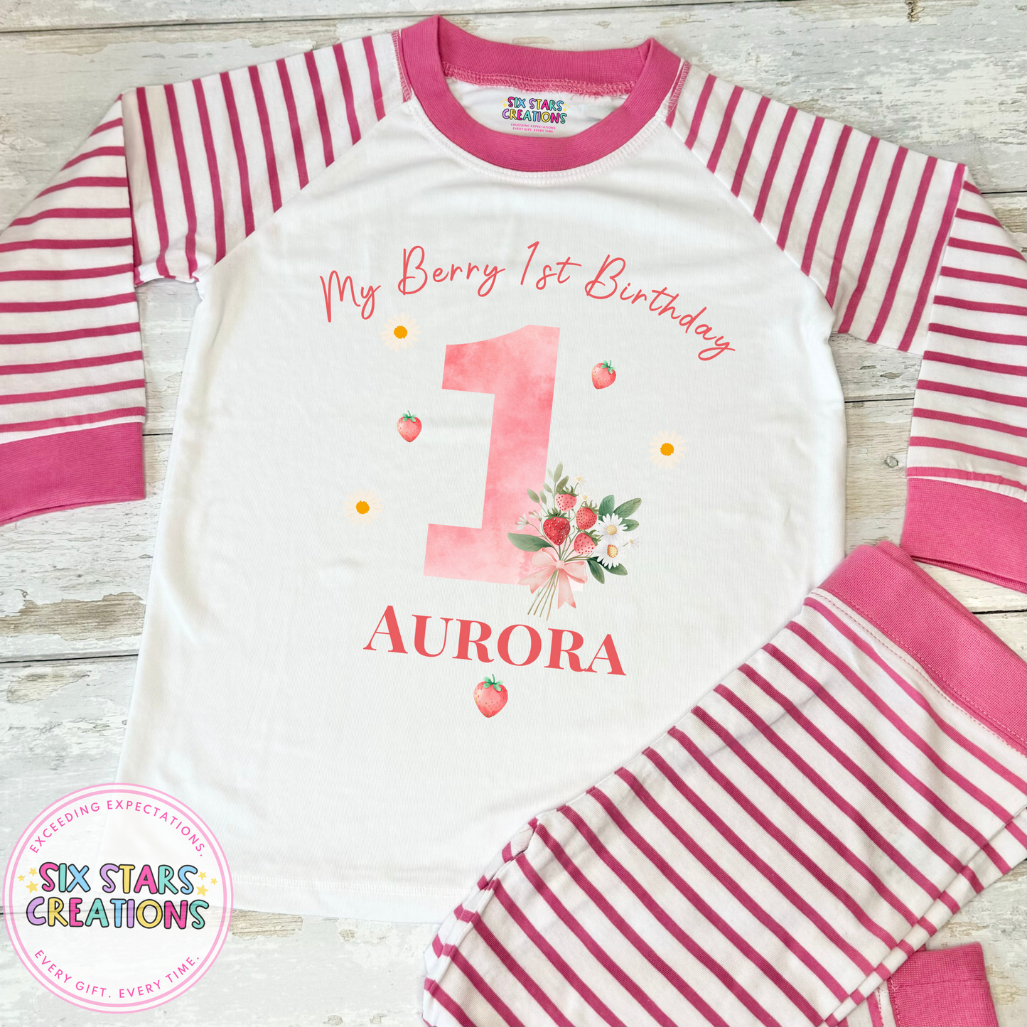 Personalised Birthday Pyjamas - Berry First Birthday Design