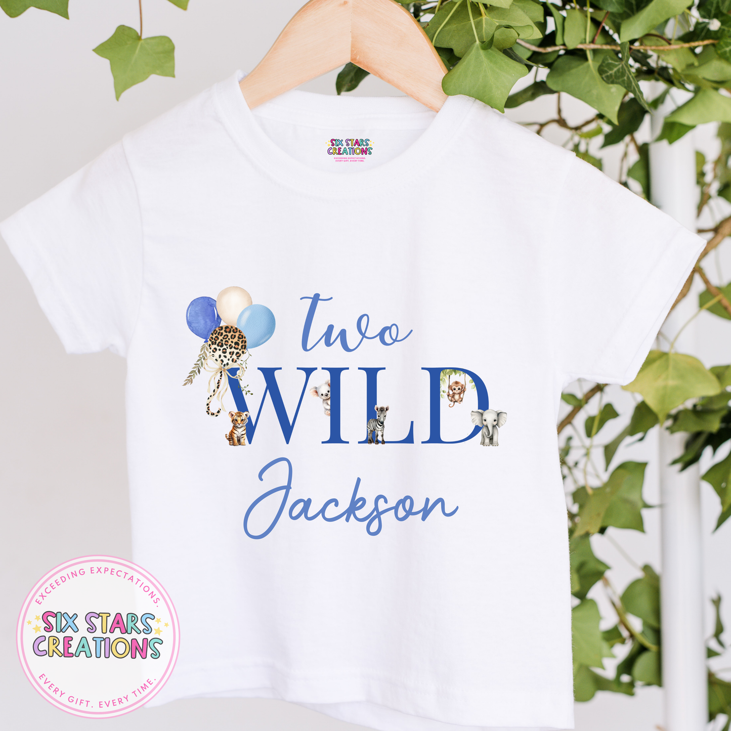 Personalised Birthday T-Shirt - Two Wild Blue Design