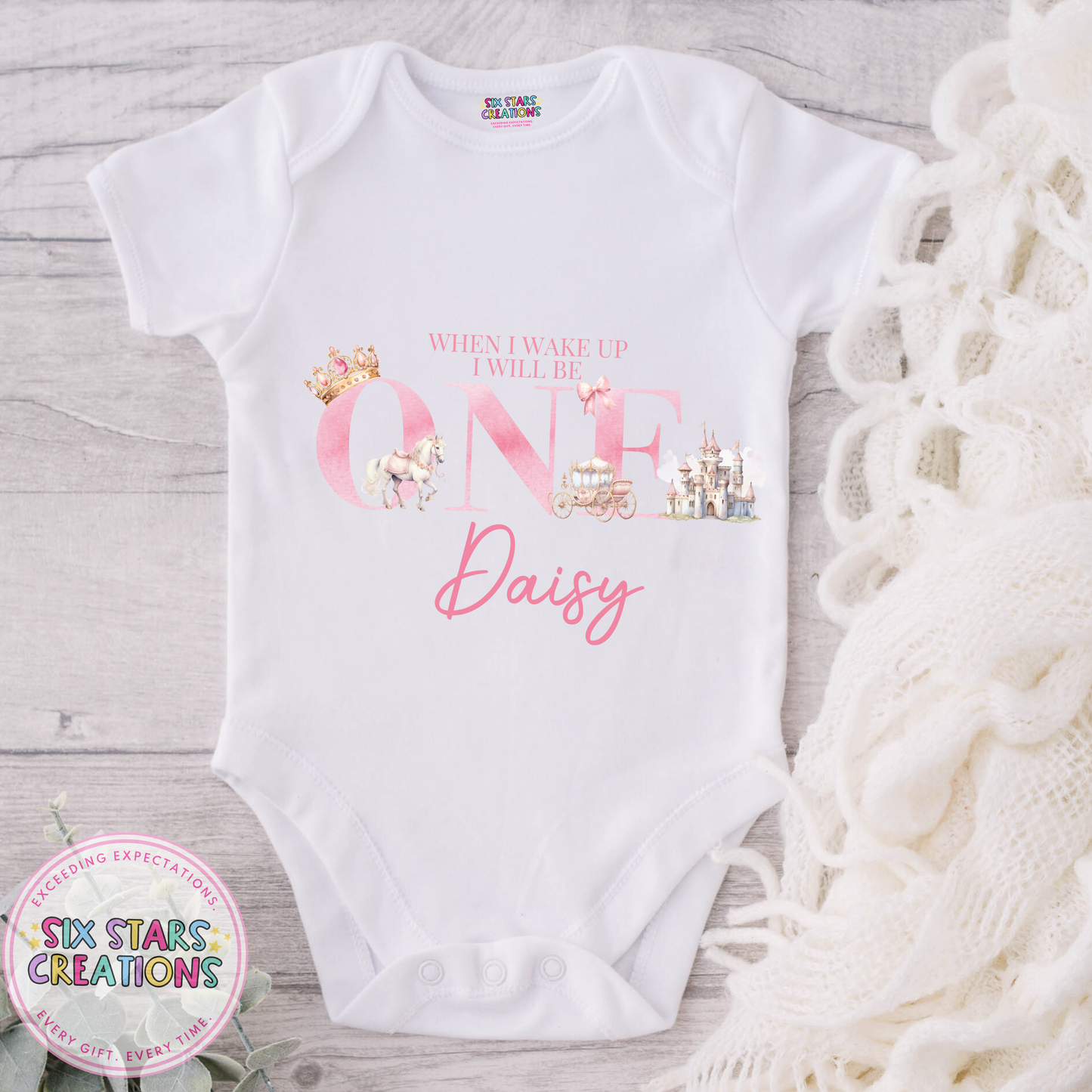 Personalised Birthday Bodysuit - When I Wake Up Princess 1-5 Design