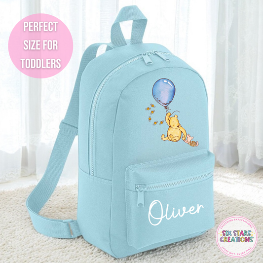 Personalised Toddler 7L Backpack - BEAR BLUE BALLOON