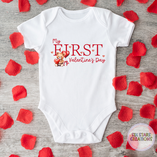 Red My First Valentines Day Baby Vest