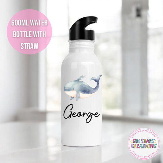 Stainless Steel Water Bottle With Straw - WHALE