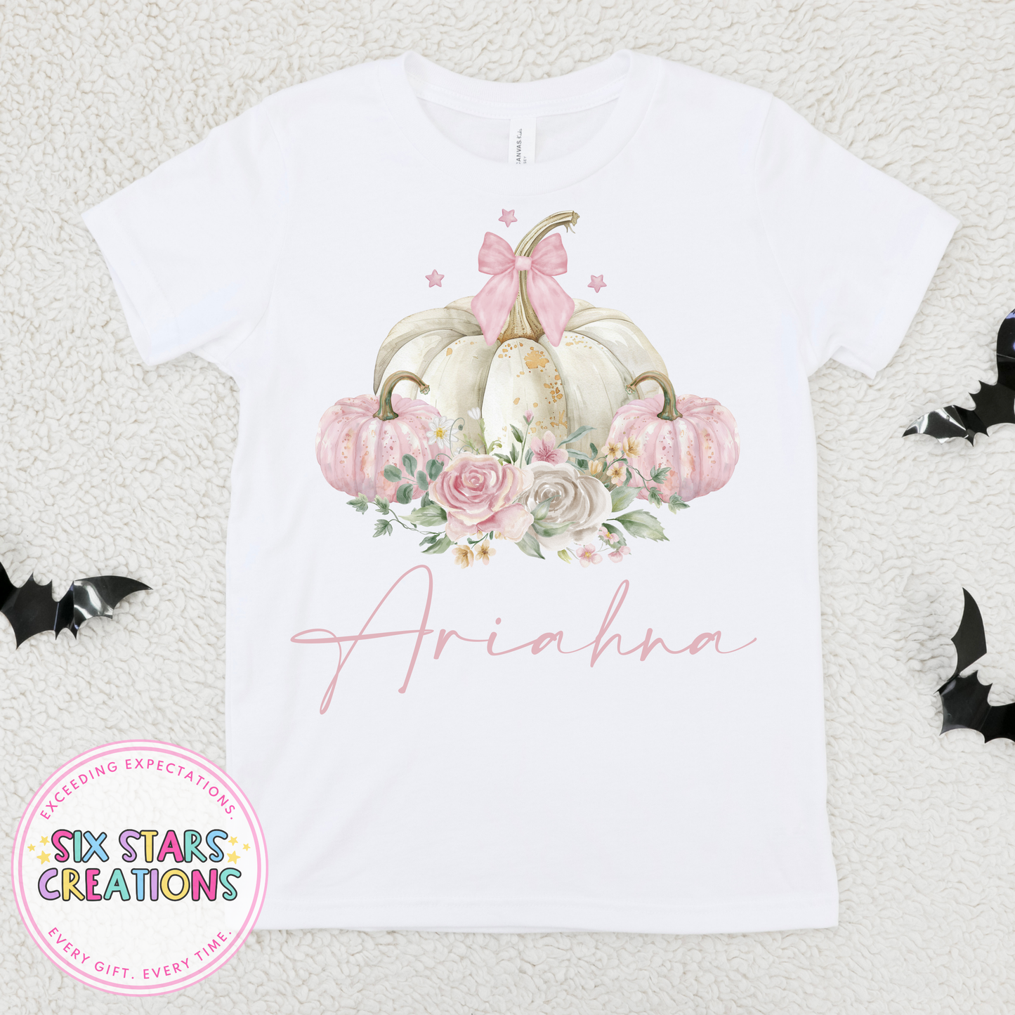 White & Pink Pumpkin - T-Shirt