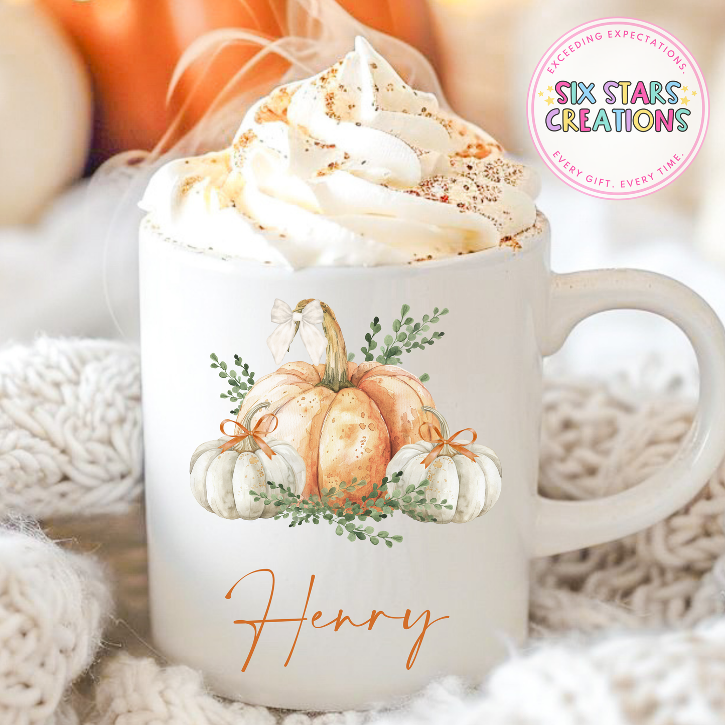 White & Orange Pumpkin Mug