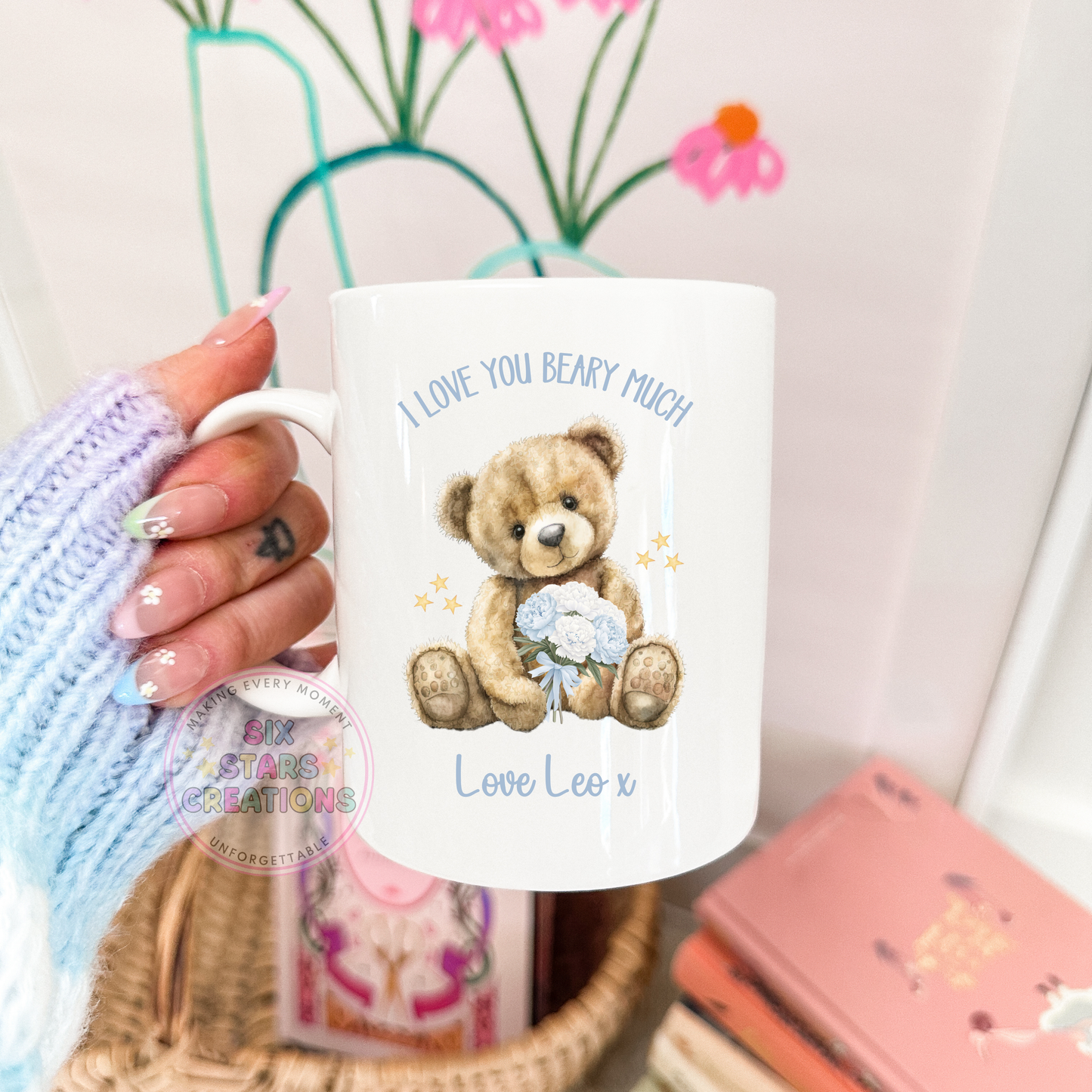 Personalised ‘I Love You Beary Much’ Mug Blue Bear Design