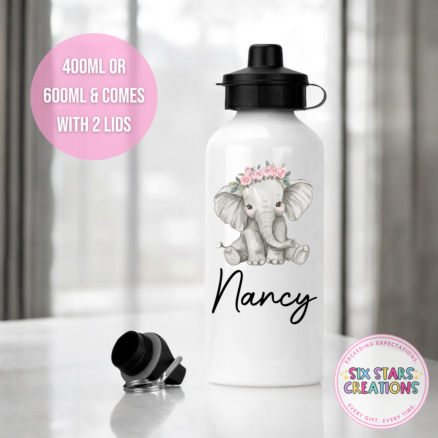 Premium Aluminium Water Bottle Comes With 2 Lids - ELEPHANT