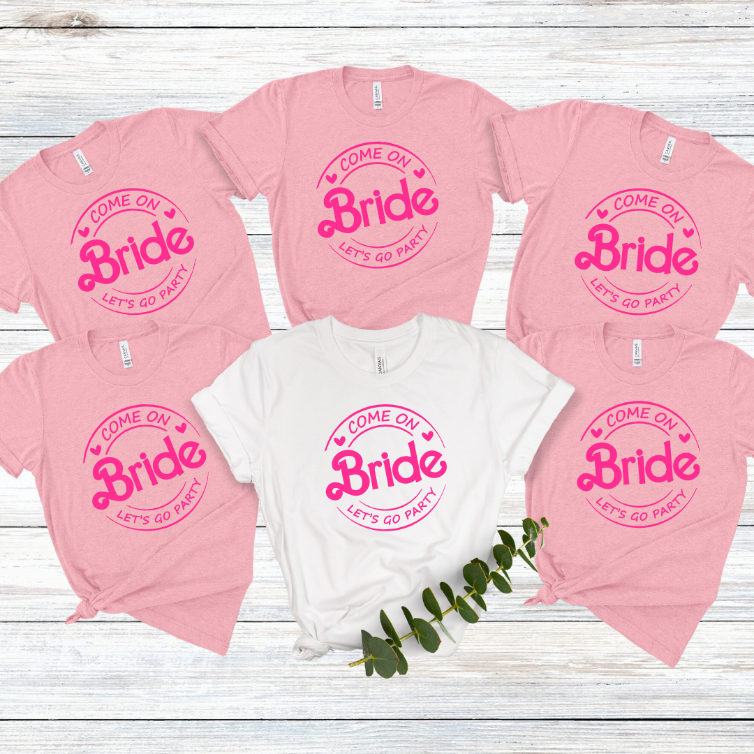 WHITE - "Come on 'BRIDE' let's go party" t-shirt