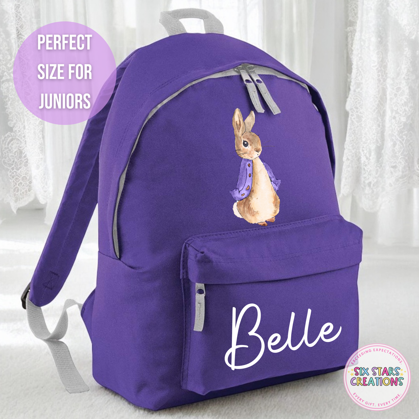 Personalised Junior 12L Backpack - PURPLE BUNNY