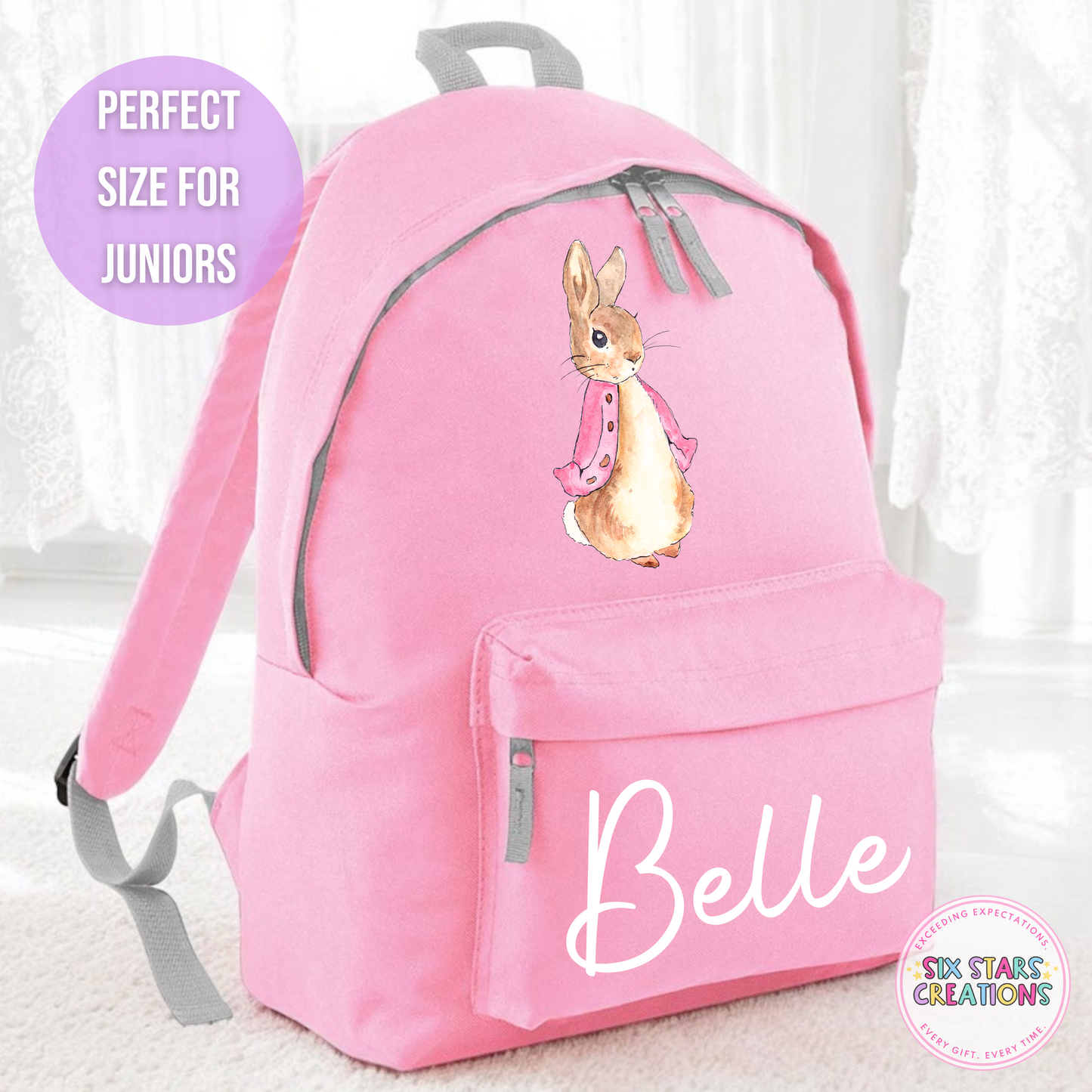 Personalised Junior 12L Backpack - PINK BUNNY