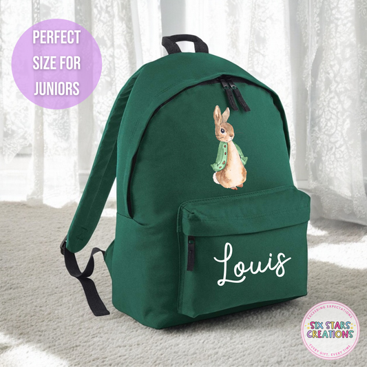 Personalised Junior 12L Backpack - GREEN BUNNY