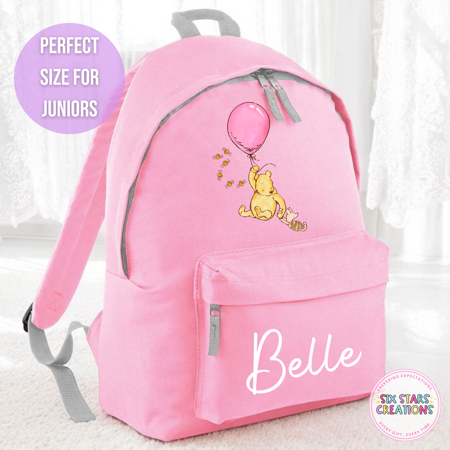 Personalised Junior 12L Backpack - BEAR PINK BALLOON