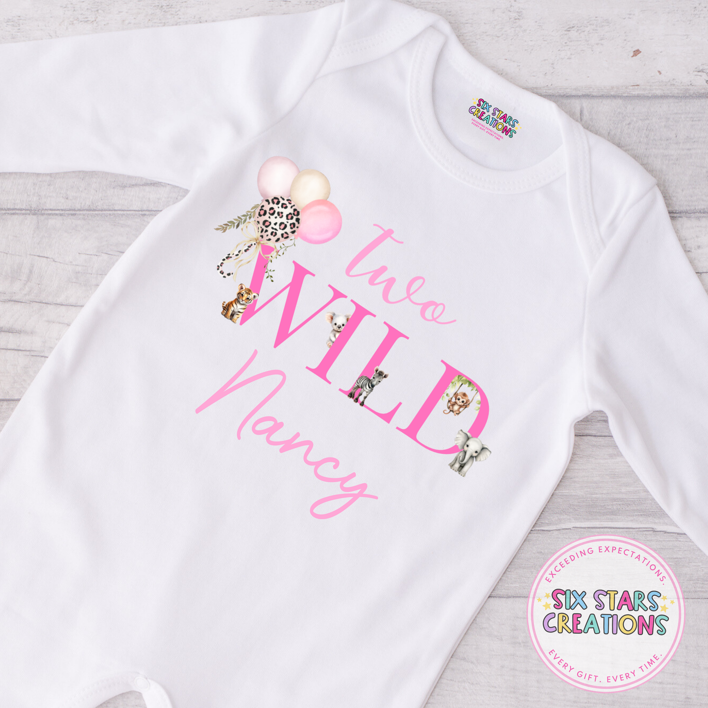 Personalised Birthday Romper - Two Wild Pink Design