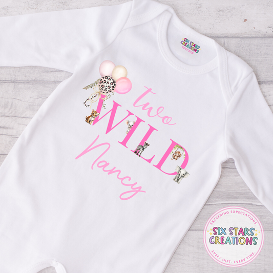 Personalised Birthday Romper - Two Wild Pink Design