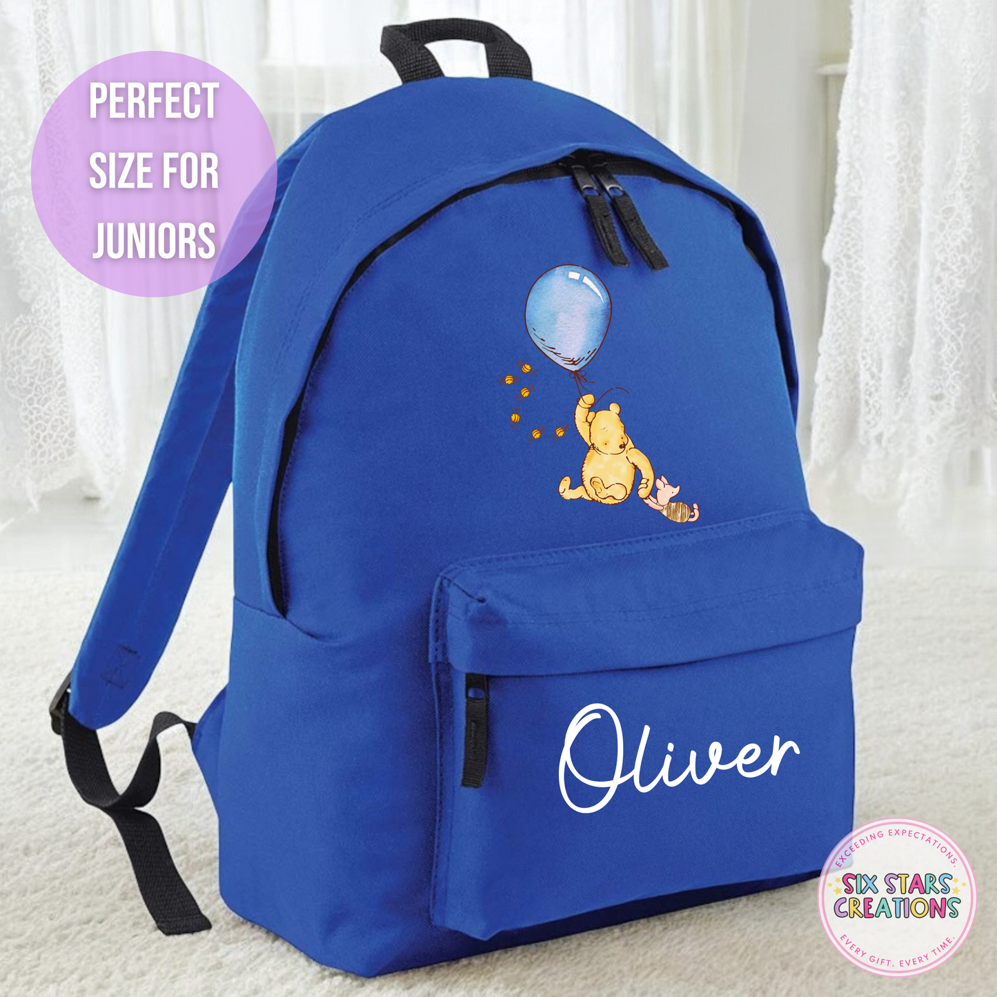 Personalised Junior 12L Backpack - BEAR BLUE BALLOON