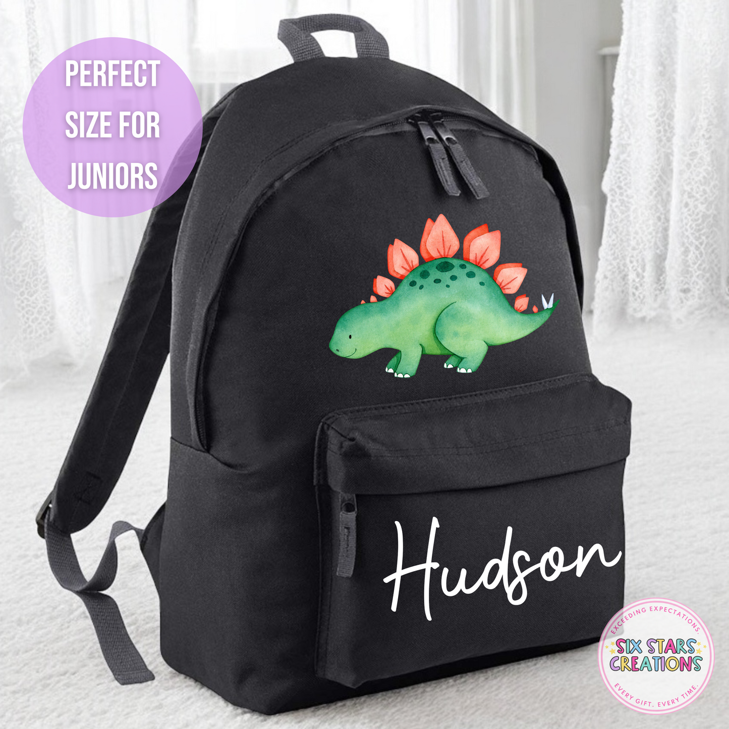 Personalised Junior 12L Backpack - GREEN DINO