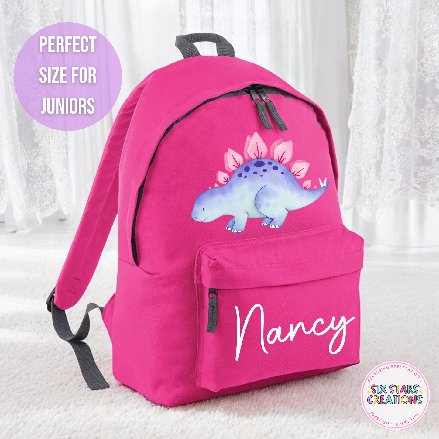 Personalised Junior 12L Backpack - PINK DINO