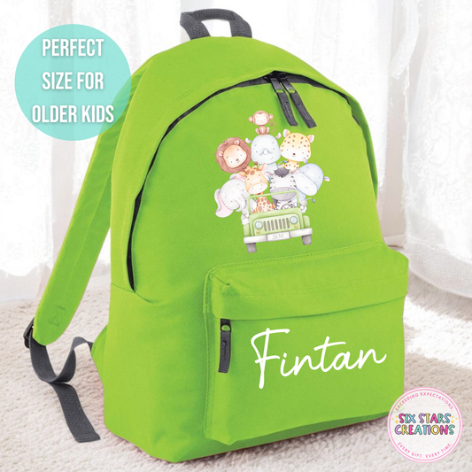 Personalised Older Children's 18L Backpack - Safari Design