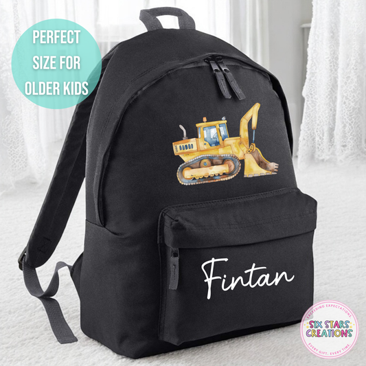 Personalised Older Children's 18L Backpack - DIGGER