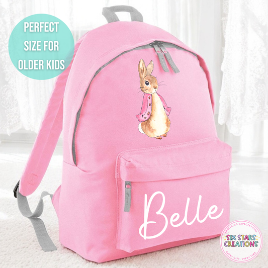 Personalised Older Children's 18L Backpack - PINK BUNNY