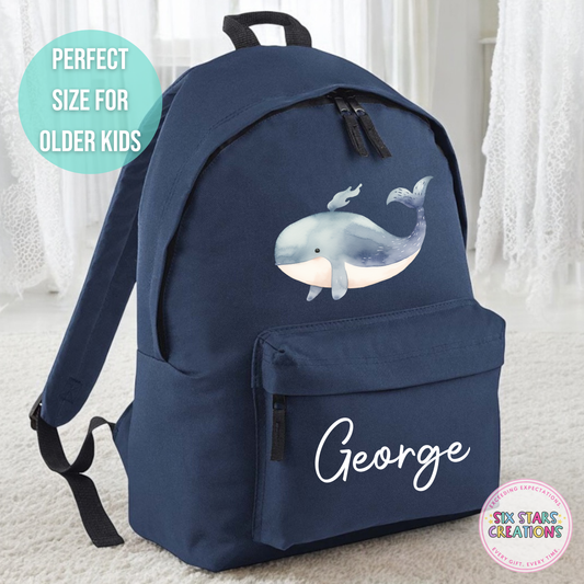 Personalised Older Children's 18L Backpack - WHALE