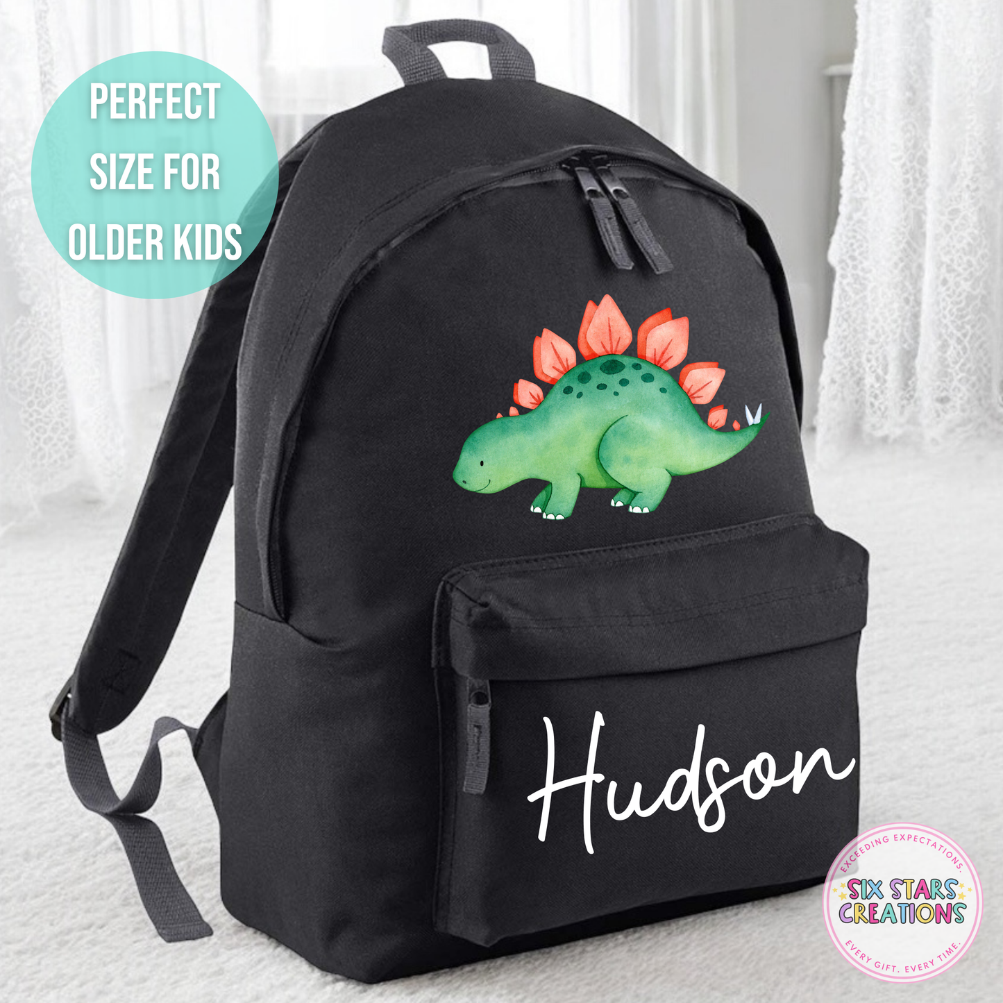 Personalised Older Children's 18L Backpack - GREEN DINO