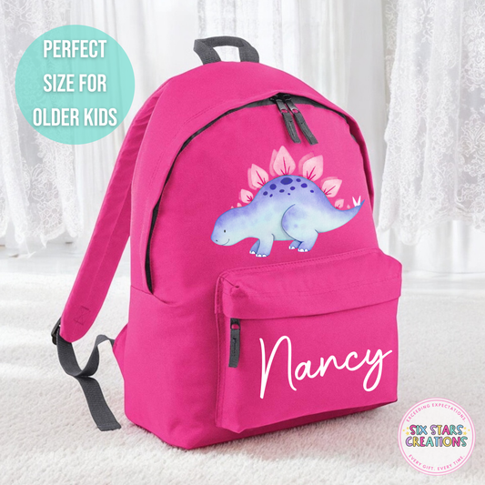 Personalised Older Children's 18L Backpack - PURPLE DINO