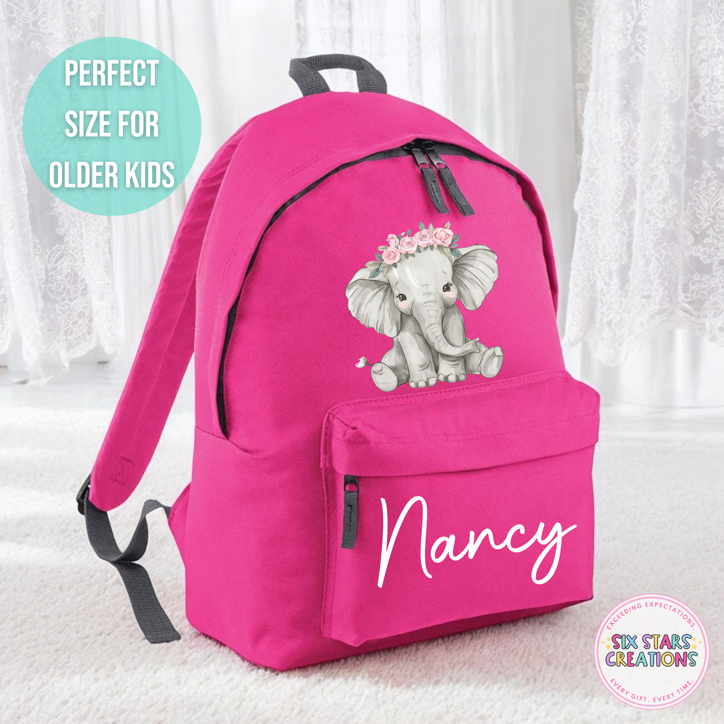 Personalised Older Children's 18L Backpack - ELEPHANT