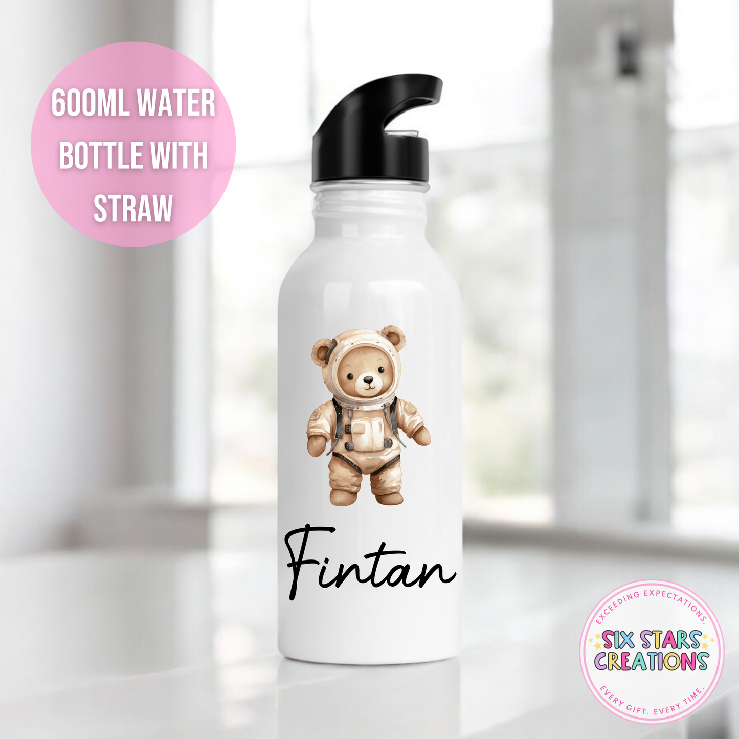 Stainless Steel Water Bottle With Straw - TEDDY BEAR