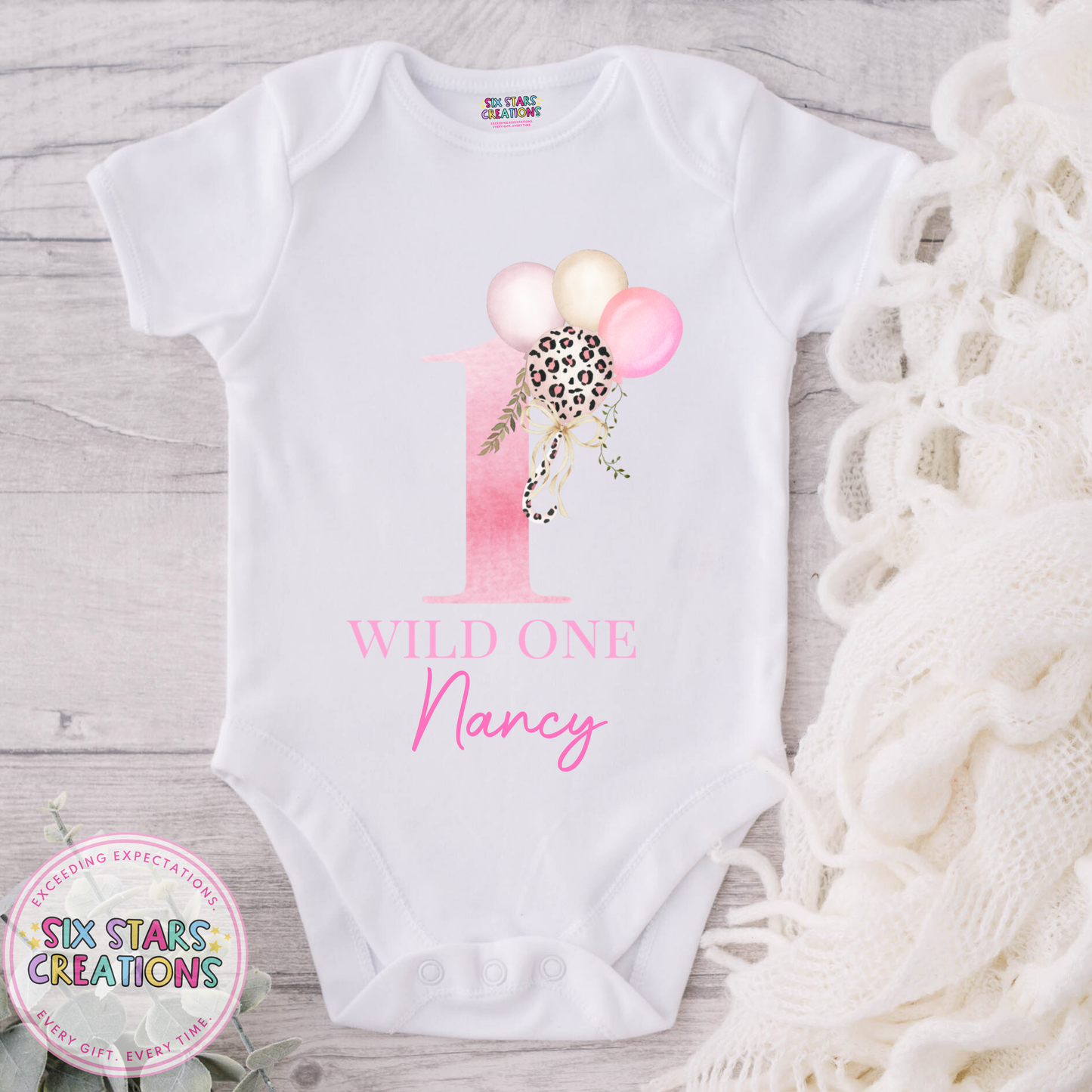 Personalised Birthday Bodysuit - Wild One Pink Design