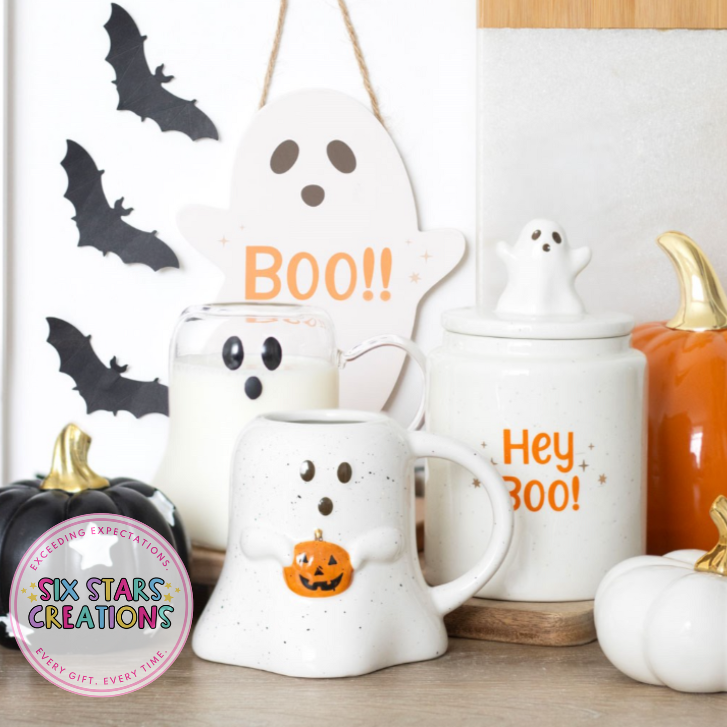 Ghost Shaped Mug with Pumpkin