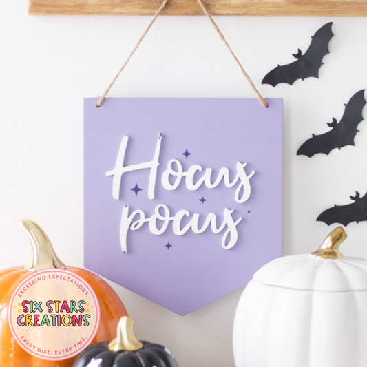 Purple Hocus Pocus Hanging Sign