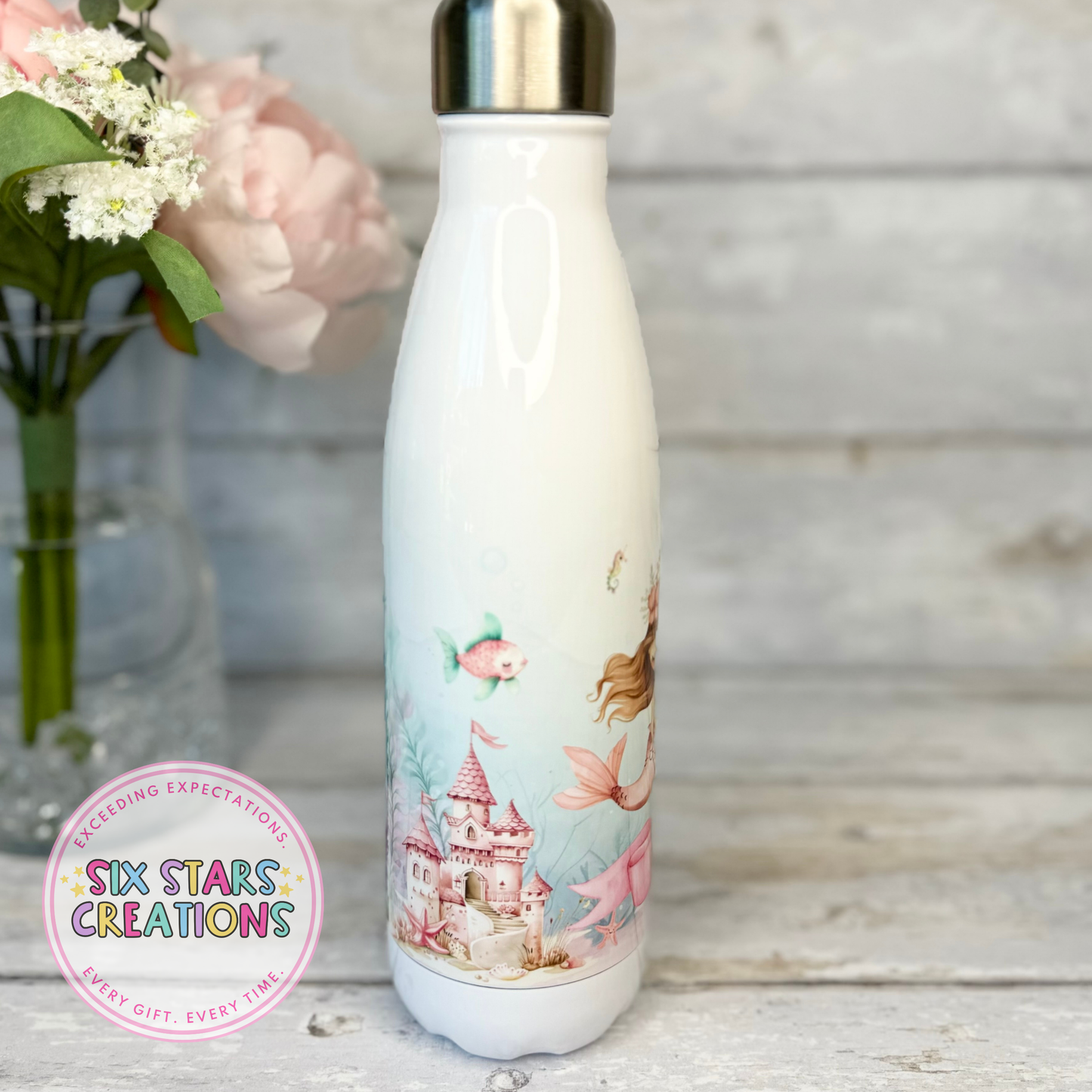 Personalised Metal Kids Water Bottle - Mermaid