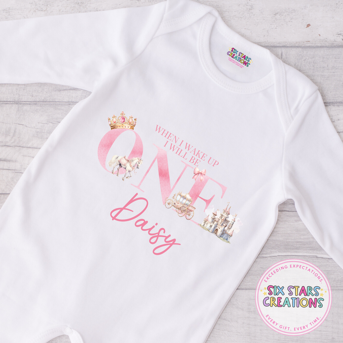 Personalised Birthday Romper - When I Wake Up Princess 1-5 Design