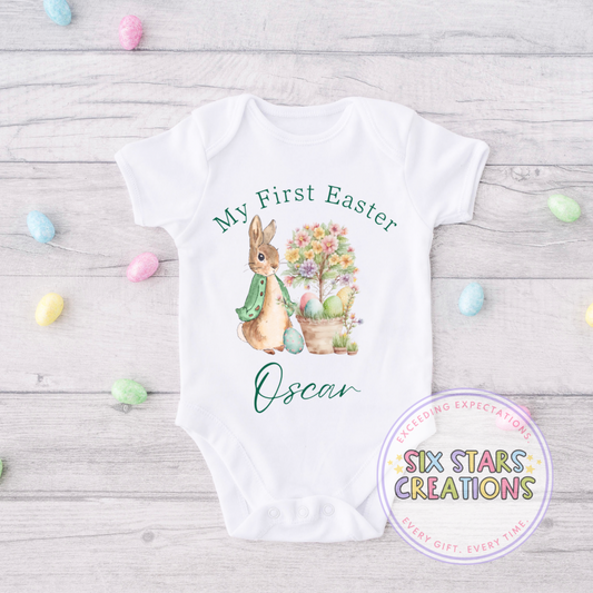 Personalised My First Easter Vest - Sage Green Bunny