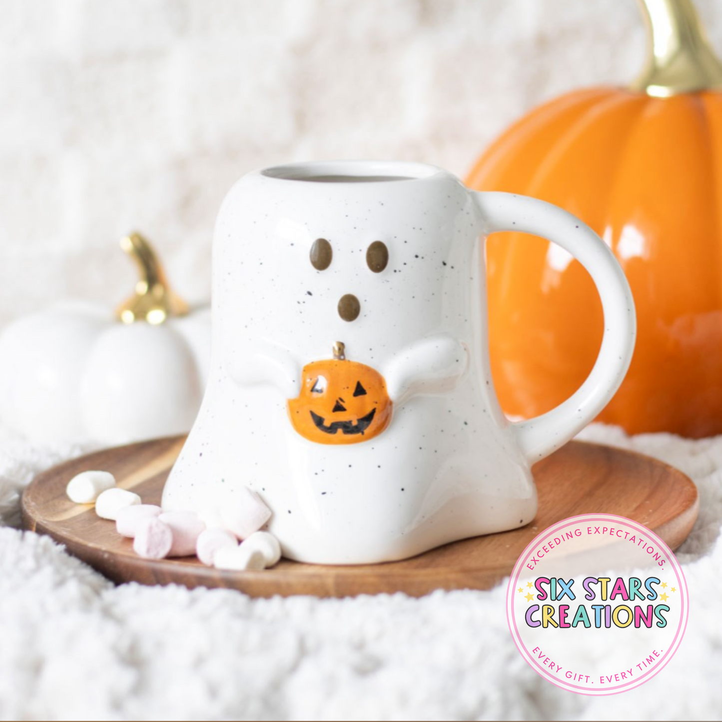 Ghost Shaped Mug with Pumpkin