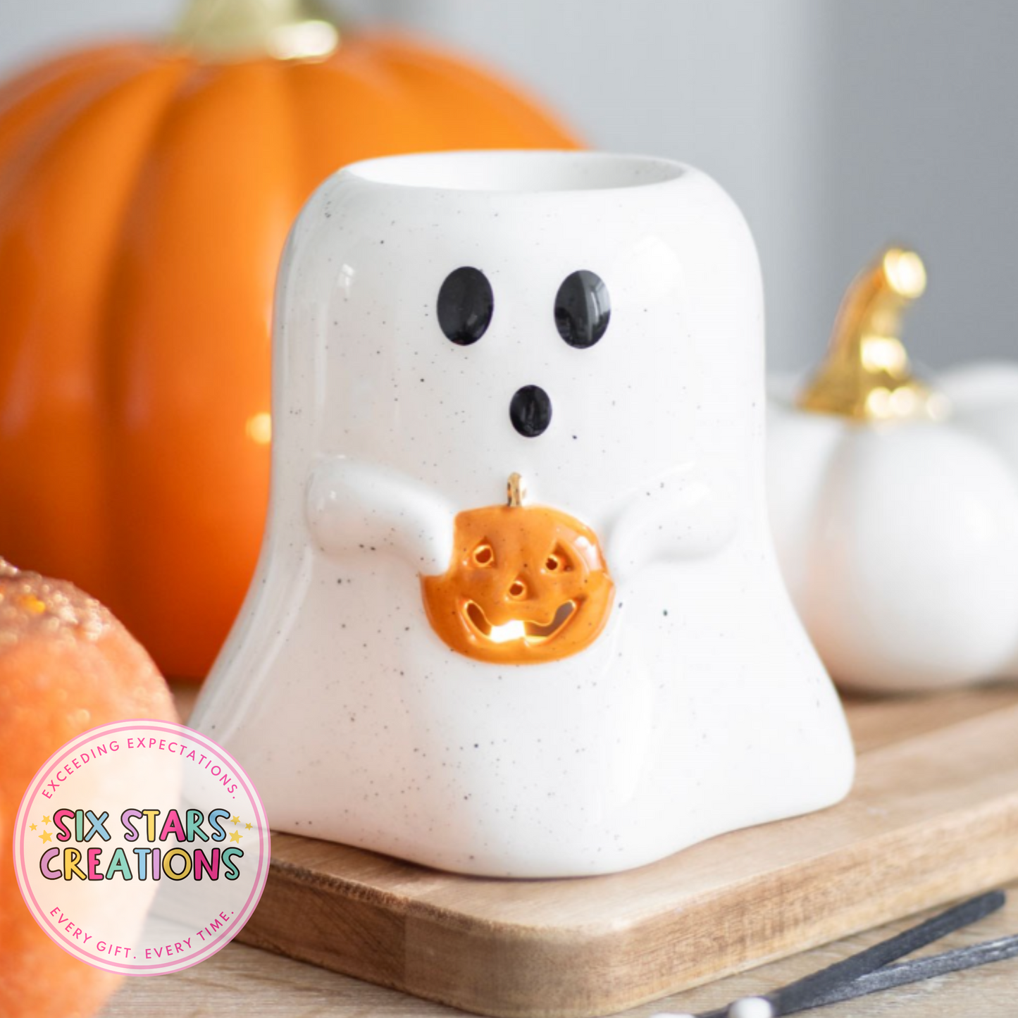 Ghost Shaped Oil Burner with Pumpkin