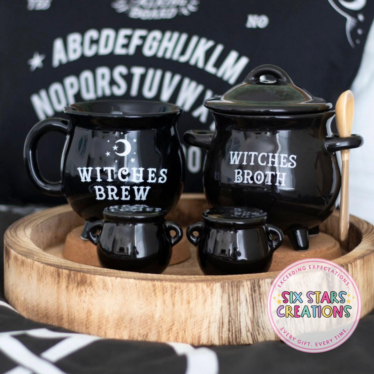 Witches Broth Cauldron Soup Bowl With Broom Spoon