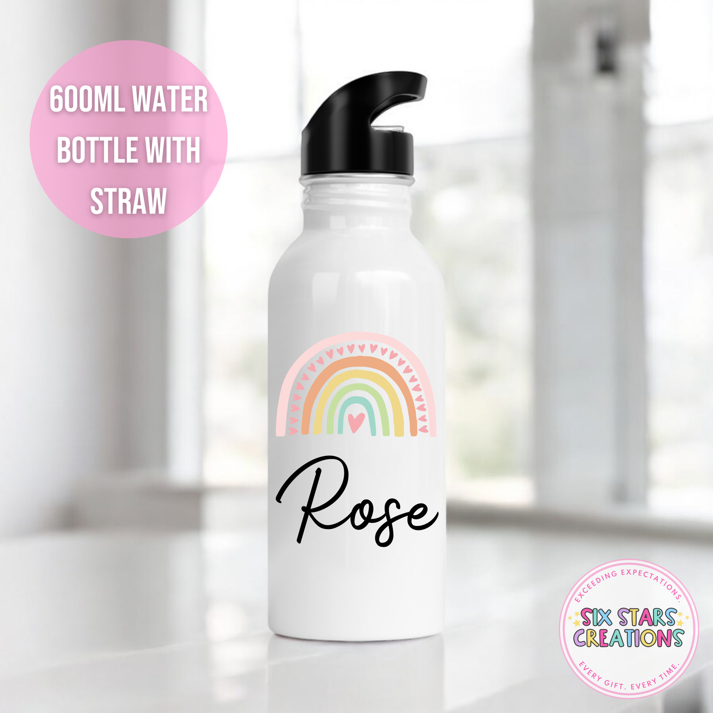 Stainless Steel Water Bottle With Straw - RAINBOW