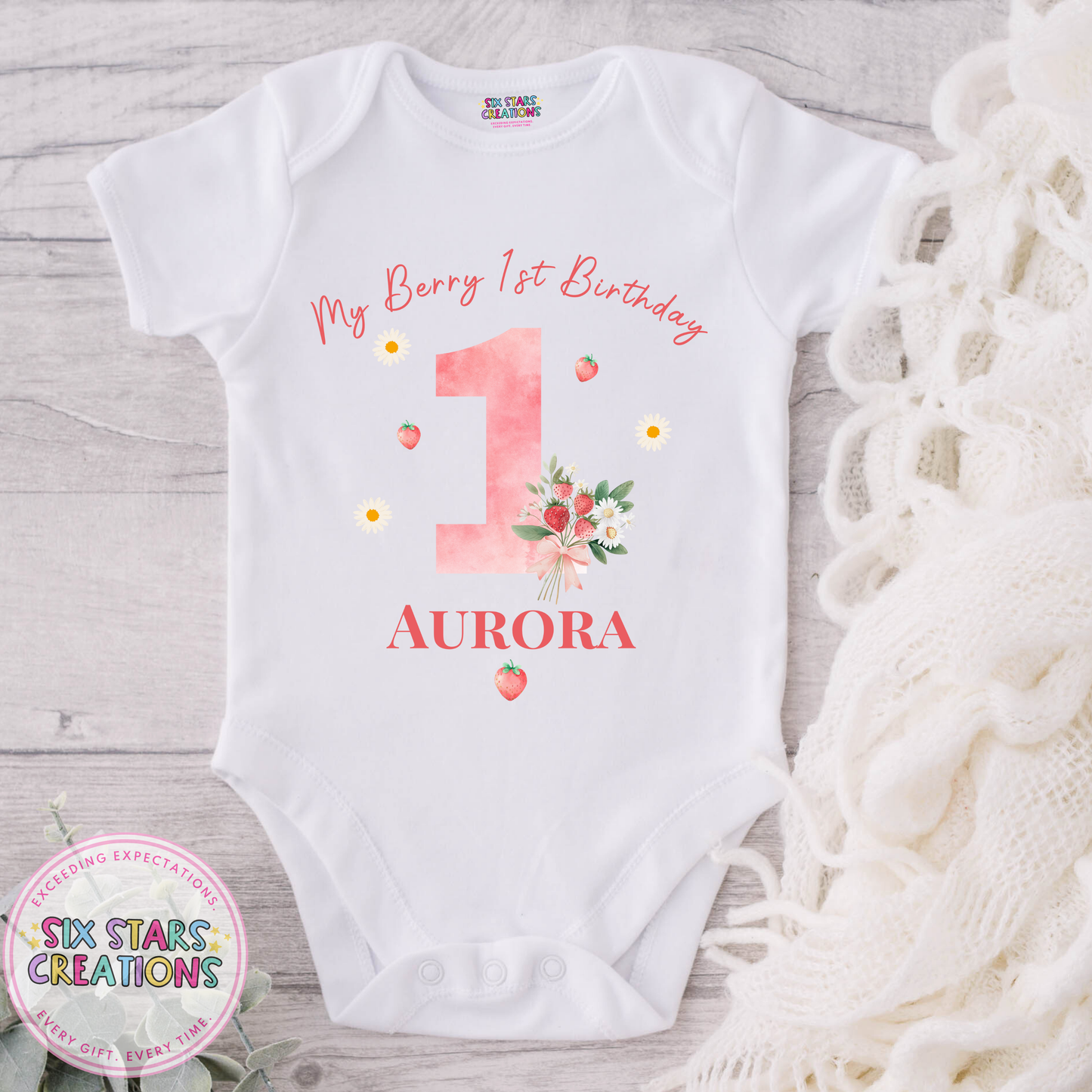 Personalised Birthday Bodysuit - Berry First Birthday Design