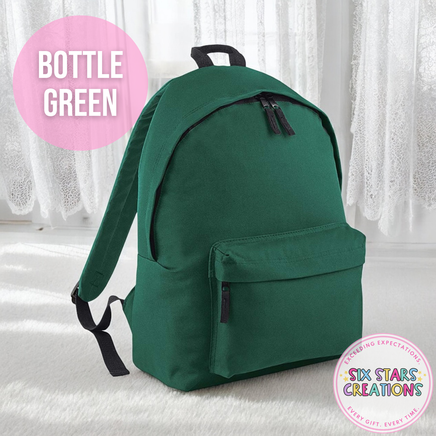 Personalised Older Children's 18L Backpack - BEAR GREEN BALLOON