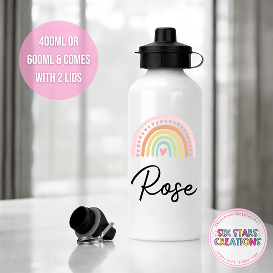 Premium Aluminium Water Bottle Comes With 2 Lids - RAINBOW