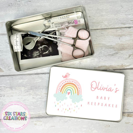 Personalised Baby Keepsake Box - Pastel Rainbow